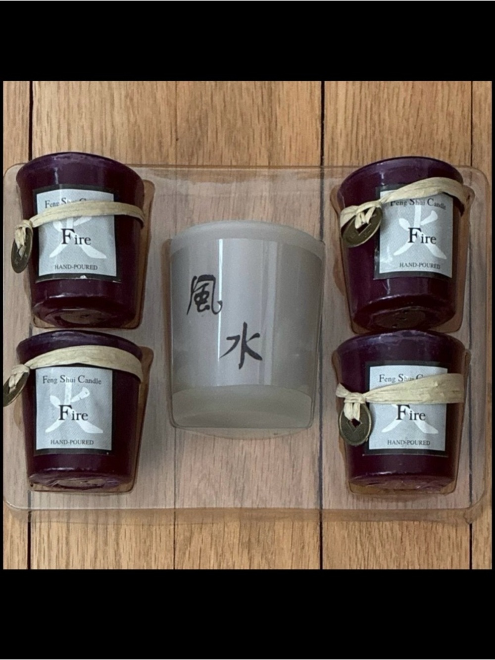 Feng Shui Candle Set, color Wine, Hand Poured.